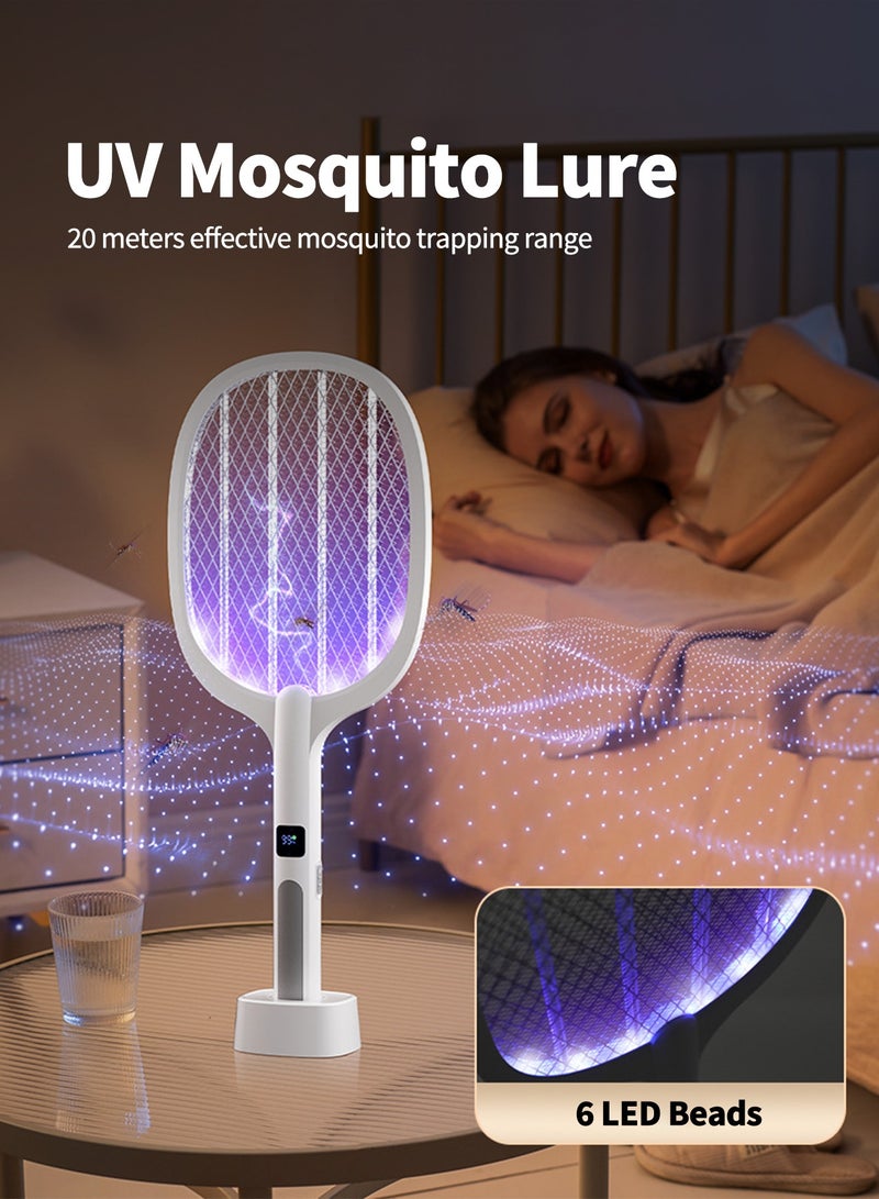 Bcarenest Electric Mosquito Bat Zapper with UV Lamp, 2-in-1 Swatter & Mosquito Killer, 1200mAh Battery, Inductive Charging Dock - Image 3